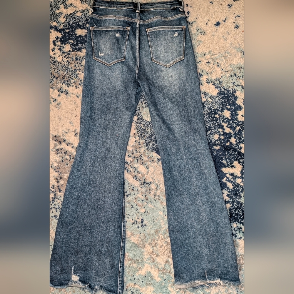 Risen Jeans RDP5537 Womens Distressed High Rise Flare Denim Size 5 27 - Picture 15 of 16